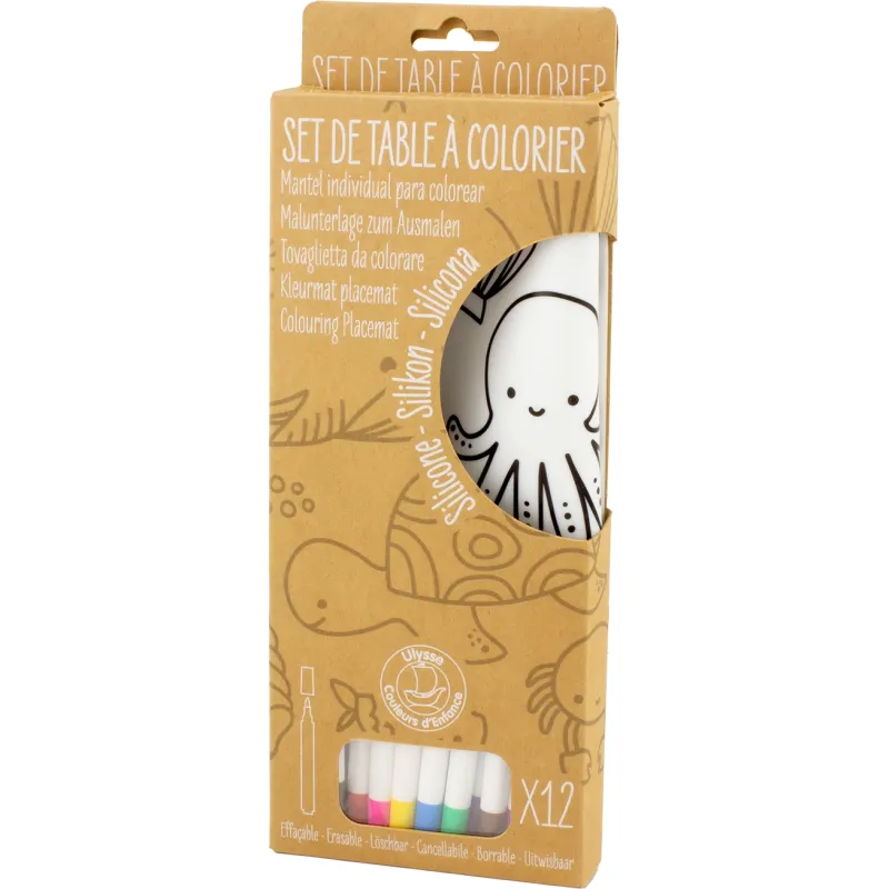Mantel para colorear reutilizable Océano | Set creativo infantil