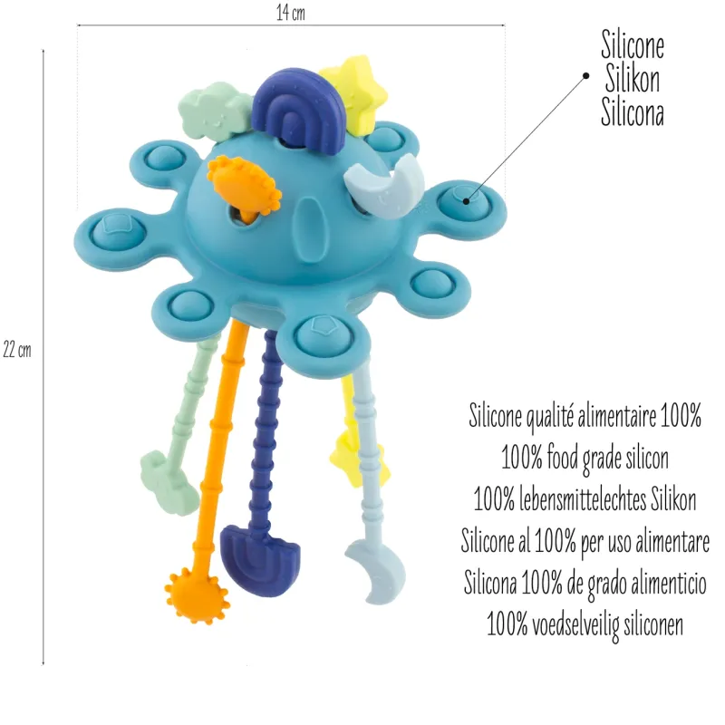 Mordedor sensorial Luna azul | Juguete de silicona bebé
