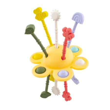 Mordedor sensorial Luna amarillo | Juguete de silicona bebé