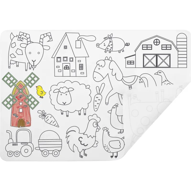 Mantel para colorear reutilizable Granja | Set creativo infantil