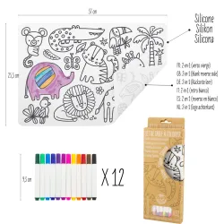 Mantel para colorear reutilizable Selva | Set creativo infantil