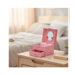 Caja musical infantil rosa con bailarina | Loro
