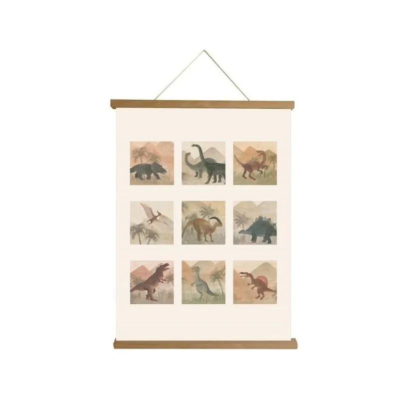 Póster infantil dinosaurios A2 con madera magnética