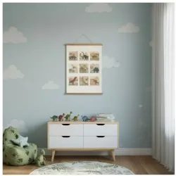 Póster infantil dinosaurios A2 con madera magnética