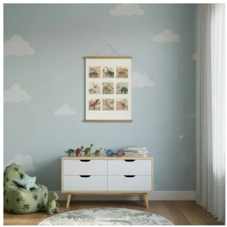 Póster infantil dinosaurios A2 con madera magnética