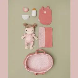 Bebé rosa Little Dutch con capazo y accesorios