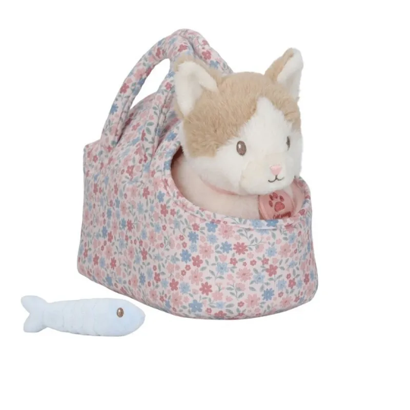 Gatito de peluche Marley con bolsa floral