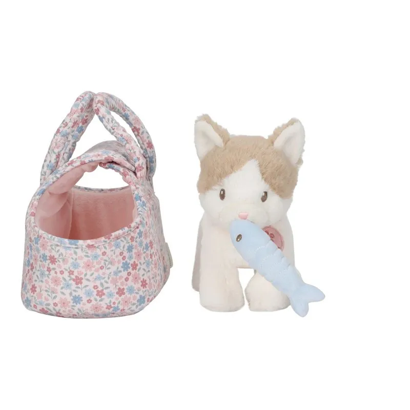 Gatito de peluche Marley con bolsa floral