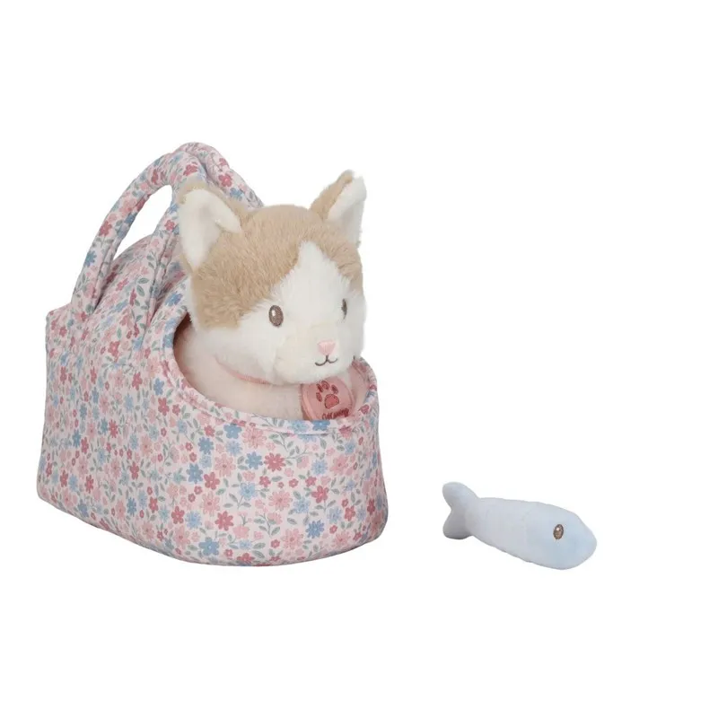 Gatito de peluche Marley con bolsa floral