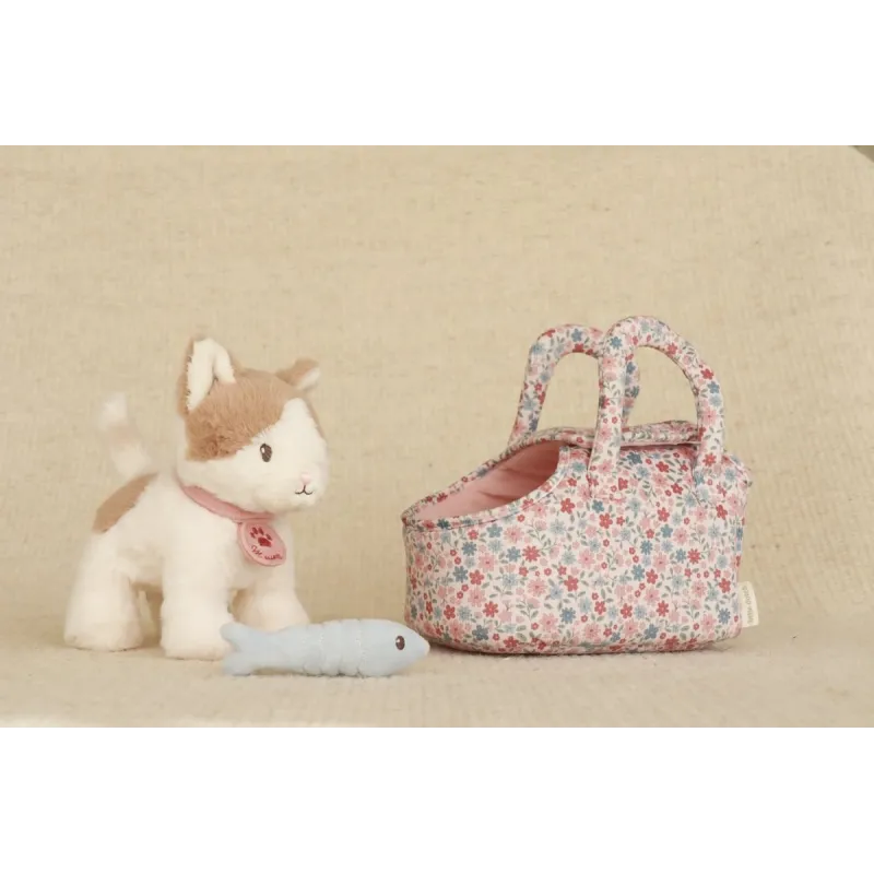 Gatito de peluche Marley con bolsa floral