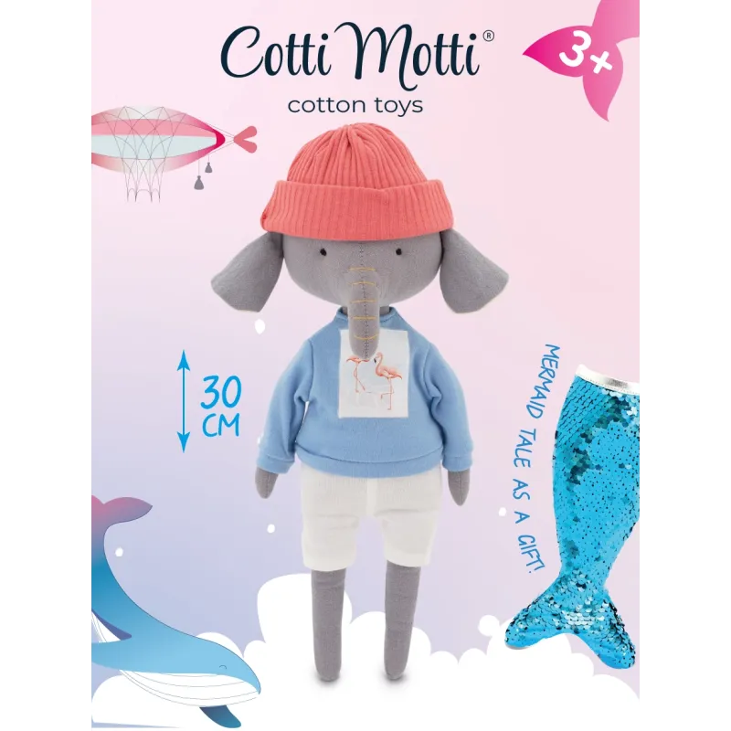 Alicio el Elefante con ropa intercambiable | Peluche algodón