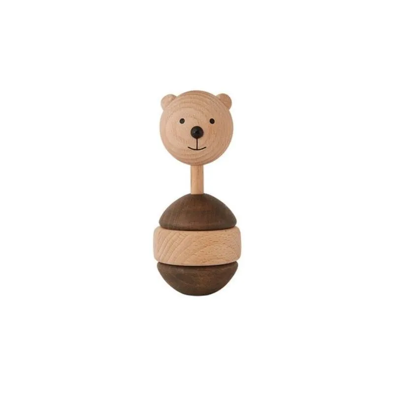 Sonajero de madera oso bebé | Juguete sensorial