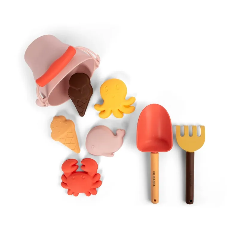 Set de playa silicona niños | Cubo y moldes arena